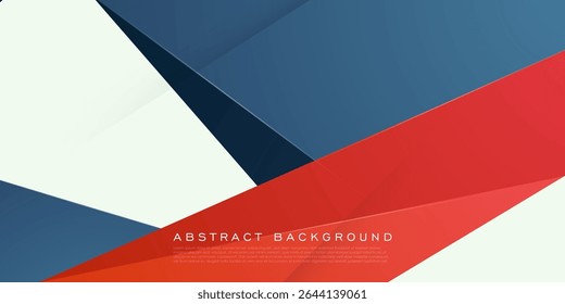 Fundo de triângulo de corte de papel. Design simples de padrão de sobreposição vermelho, azul e branco. Fundo de banner da moda. Plano de fundo legal do cartão de visita. Vetor Eps10