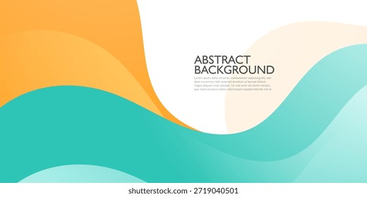 Abstract papercut wave background design. Simple fluid banner colorful orange and green color shapes pattern on white background. Bright horizontal banner style. Eps10 vector