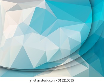 Abstract papercut waves background over blue triangles