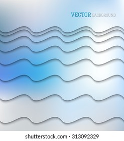 Abstract papercut waves background template in blue