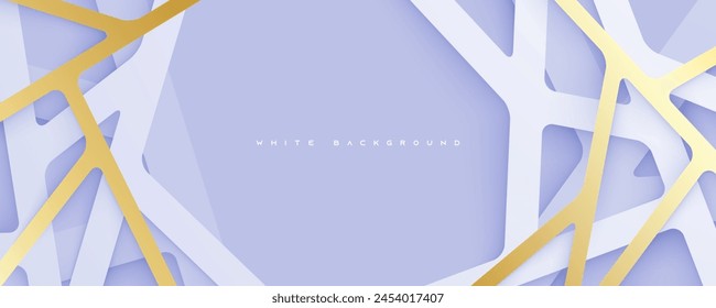 Abstract papercut white background poligonal line overlap layers decorative shape design.