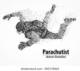 Abstract parachutist from black circles. Vector illustration.