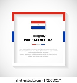Abstract Paraguay flag square frame stock illustration. Artistic country frame with text for Independence day of Paraguay