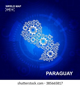 Abstract Paraguay gear map. Vector design