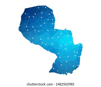 Abstract Paraguay Map geometric rumpled triangular low poly style gradient graphic on white background , line dots polygonal design for your . Vector illustration eps 10