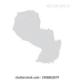 Abstract Paraguay map with gray diagonal lines. Paraguay stripes map. Vector illustration EPS10.
