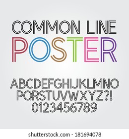 Abstract Parallel Line Alphabet and Numbers, Eps 10 Vector Editable