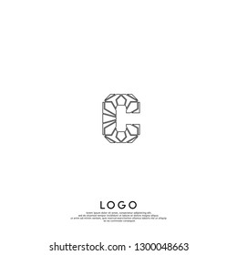 abstract parallels C logo letter lines design concept