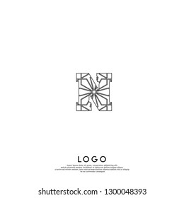 abstract parallels N logo letter lines design concept