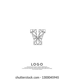 abstract parallels V logo letter lines design concept