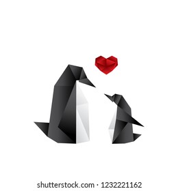 abstract parent and baby penguin, logo icon