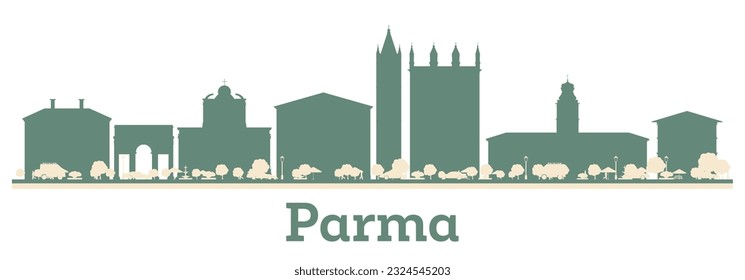 Abstract Parma Skyline with Color Buildings. Vector Illustration. Business Travel and Tourism Concept with Historic Buildings.