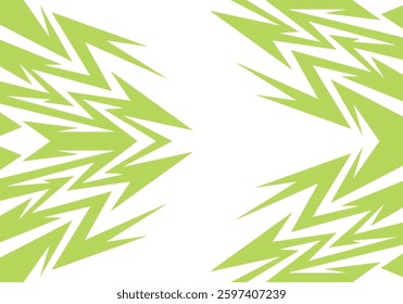 Abstract Parrot green and white background with spikes and zigzag narrow line pattern