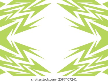 Abstract Parrot green and white background with spikes and zigzag narrow line pattern