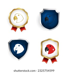 Abstrakte Parrot Head Badge and Label Collection, kann für Geschäftsdesigns, Präsentationen oder alle geeigneten Designs verwendet werden.