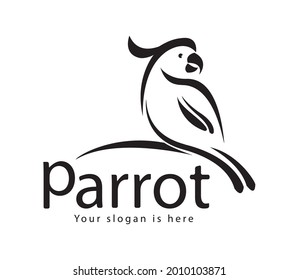 abstract parrot logo, parrot line illustration design