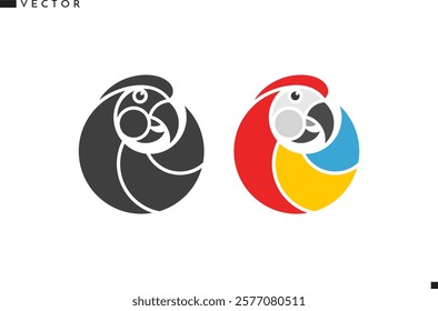 Abstract parrot logo. Macaw parrot sign. Cute bird vector illustration