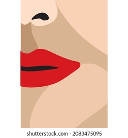 Abstract Part of Face, Lip, cheek, Nose Illustration, Hand Drawn Vector Illustration EPS 10.