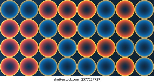 Abstract Partially Faded Spotted Pattern, Large Circular Gradient Shapes with Randomly Changing Colors of Blue, Brown, Red and Orange  - Geometric Mosaic Texture - Vector Background Design