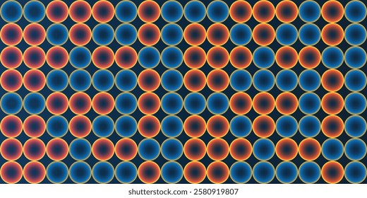 Abstract Partially Faded Spotted Pattern, Large Circular Gradient Shapes with Colors of Blue, Brown, Red and Orange  - Geometric Mosaic Texture - Vector Background Design