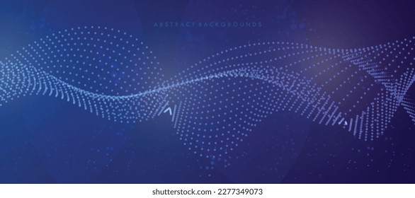 Abstract partical wave background HD wallpaper design. Modern vector background. Blue partical with elegal shadow desigAbstract wave moving dots flow particles, background design 