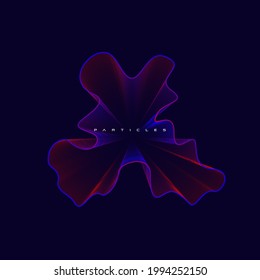 Resumen de la partícula 3d elemento de fondo, tecnología e ilustración vectorial de big data. Hermosa serie de puntos brillantes en forma de ola.
