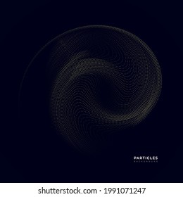 Abstract particle 3d background, wave graphic element, technology and big data vector illustration.