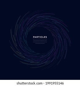 Resumen de la partícula 3d de fondo, elemento gráfico de ondas, tecnología e ilustración vectorial de big data.