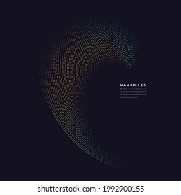 Abstract particle 3d background, wave graphic element, technology and big data vector illustration. Beautiful wave shaped array of glowing dots.