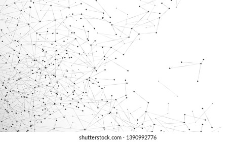 Abstract particle background. Mess network plexus. Atomic and molecular pattern. Nodes connected in web. Vector illustration isolated on white background