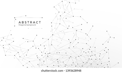 Abstract Particle Background. Mess Network. Atomic And Molecular Pattern. Nodes Connected In Web. Vector Illustration Isolated On White Background