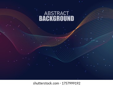 Abstract particle and color wave technology background.