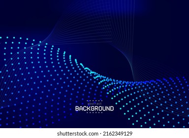 el punto de partícula abstracta es flowline sobre fondo azul marino el tema del arte moderno se puede usar para la presentación de ciencia plantilla de publicidad afiche de sitio web plantilla diseño de paquete de tecnología