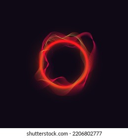 Abstract particle dots circle frame with shiny burn effect