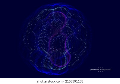 los puntos de partícula abstracta en línea de curva tema líquido en verde azul violeta sobre fondo azul se pueden usar para folletos publicitarios banner web plantilla etiqueta de alimentos y bebidas diseño de paquete de tecnología
