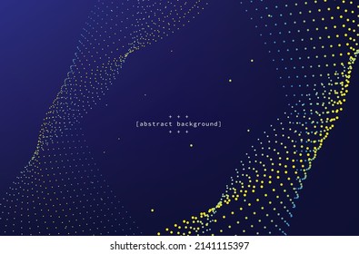 abstract particle dots flow line on blue and yellow background nano technology theme can be use for website template note book cover technolgy packaging advertisement poster template vector eps.
