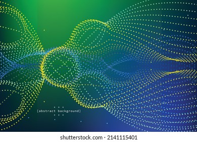 línea de flujo de puntos de partícula abstracta sobre fondo azul y amarillo nano tema de tecnología se puede usar para la tecnología de portada del libro de notas del sitio web de la tecnología de empaquetado de anuncios de plantillas de afiches de eps vectoriales.