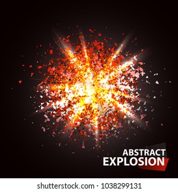 Abstract particle explosion. Energy, power fire blast. Star or magic vector illustration