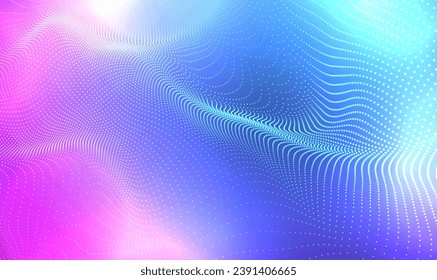 Abstract particle fractal Technology background. Futuristic point wave. Hi-tech and big data visualization. 3d futuristic dot vibrant light. AI technology, science, music, modern. Tech Vector EPS10.