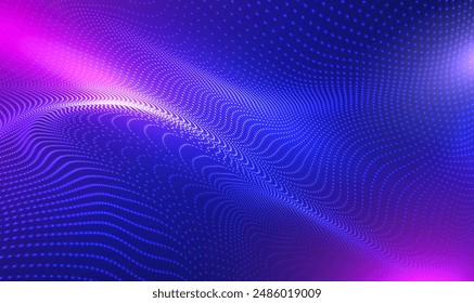 Abstract particle fractal Technology background. Futuristic point wave. Hi-tech and big data visualization. 3d futuristic moving dots. AI technology, science, Techno, music, stream. Tech Vector EPS10.