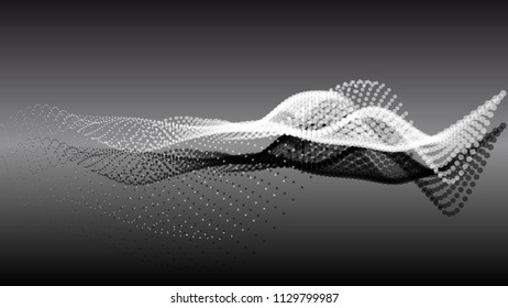 Abstract particle noise wave points with depth of field. Futuristic digital illustration. Technology points waveform.
