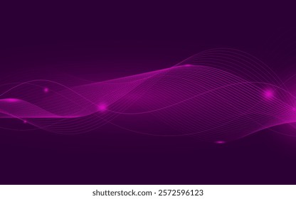 Abstract Particle Technology Background. Purple gradations. Wave line . Abstract colorful. Simple design. Vector illustration