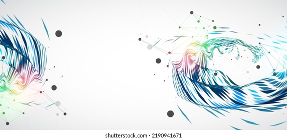 Abstract particle vortex with plexus effect elements and Gradient background lighting.