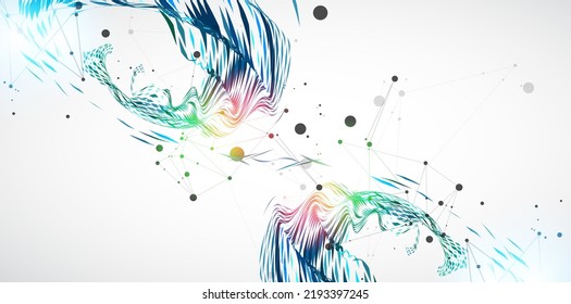 Abstract particle vortex with plexus effect elements and Gradient background lighting.