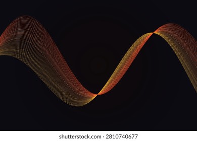 Abstract particle wave form with gradient color transition orange yellow