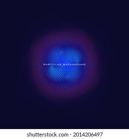 Abstract particles 3d background element, hi-tech and big data algorithms visualization vector illustration with shining dots combination. In concept of technology, science, digital network.
