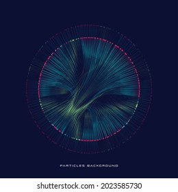 Abstract particles 3d background element, hi-tech and big data algorithms visualization vector illustration with shining dots combination. In concept of technology, science, digital network.
