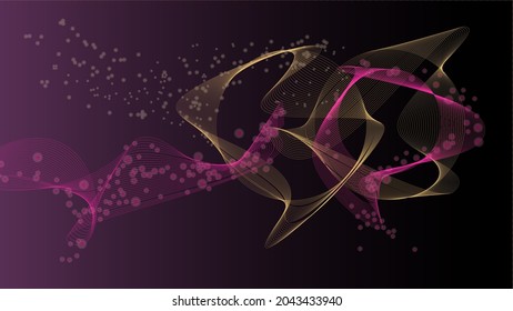 Abstract particles art on dark purple background
