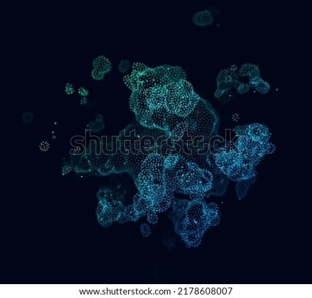Abstract Particles Background. Chemistry Biology Micro World Concept. Microorganism Cells Under Microscope Abstract Science Backdrop. Vector Illustration.