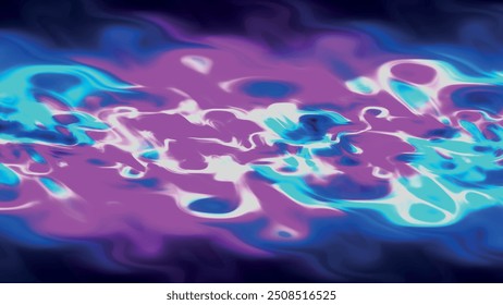 Abstract Particles Background. Vivid Color Fluid Particles. Motion design background shining neon particles. Color ink splash. Mysterious illusion. Color smoke cloud puff on blue abstract background. 